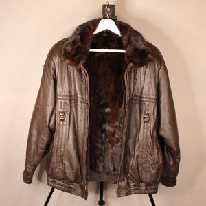 Reversible Mink & Leather Bomber Jacket
